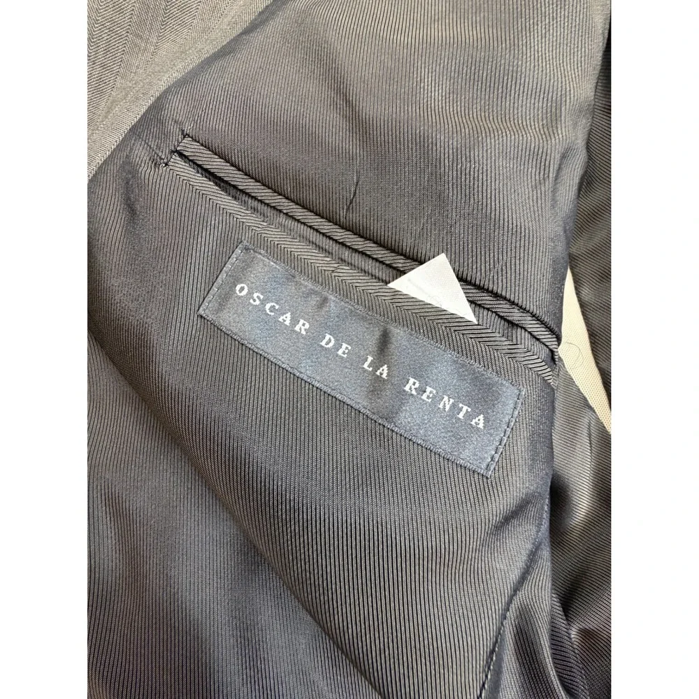 Oscar de la Renta Mens Blazer Sport Coat Taupe Grey 2 Button Suit Jacket 42R